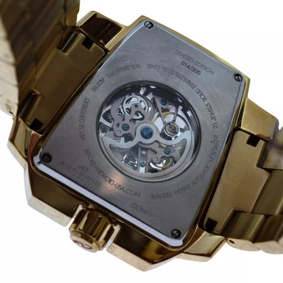 Android 53mm Gold Concept Skeleton Watch! Seagull TY2809 Limited 300 Ref: AD710! - Picture 10 of 11